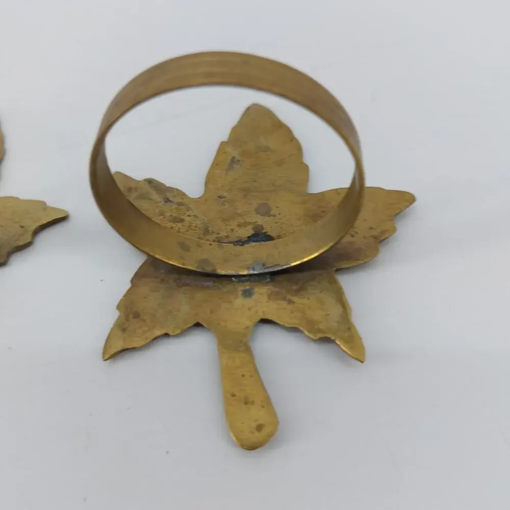 Thanksgiving Fall Leaves Napkin Rings Dining Gold Tone Lot 3 - Picture 8 of 12
